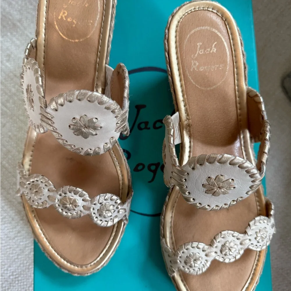 Jack Rogers Women's Bone Gold Sandals - Picture 3 of 5